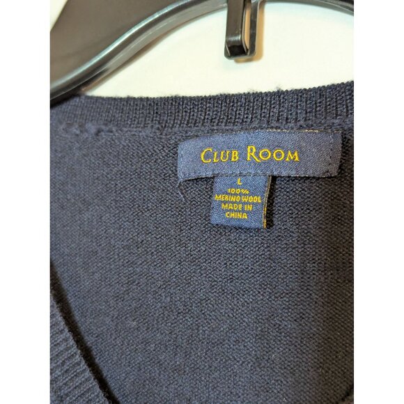 Club Room Mens Navy Merino Wool V-Neck Sweater Vest Size L - Picture 3 of 4